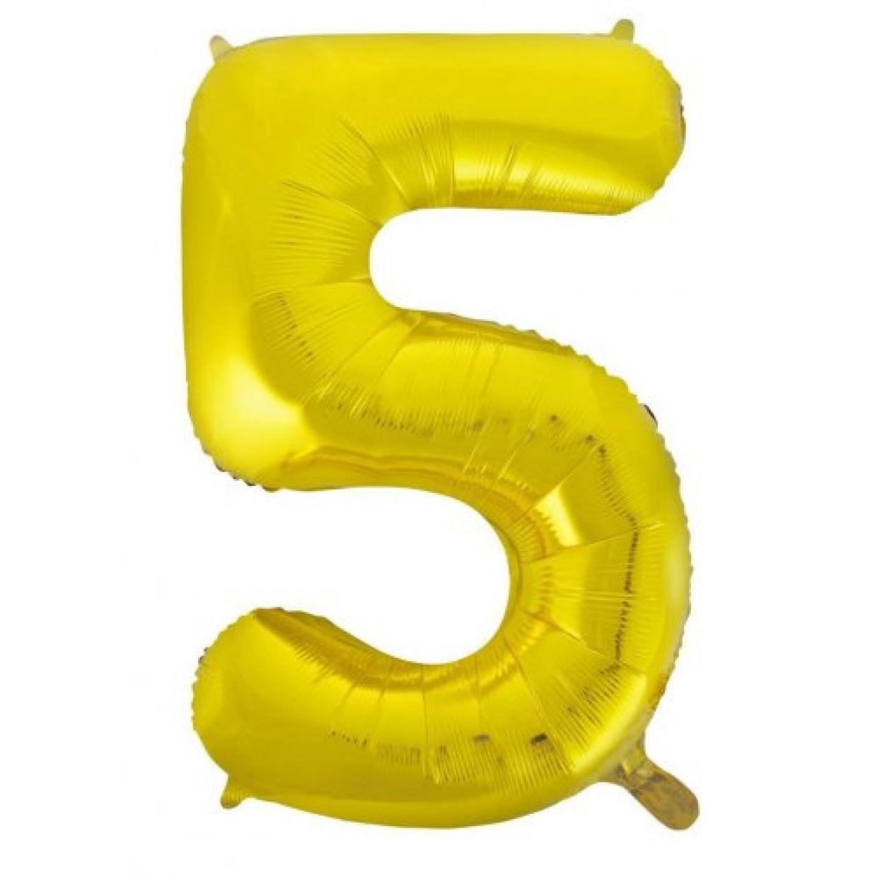 Gold Number 5 Five 86cm Foil Balloon - Decrotex - Party Affair