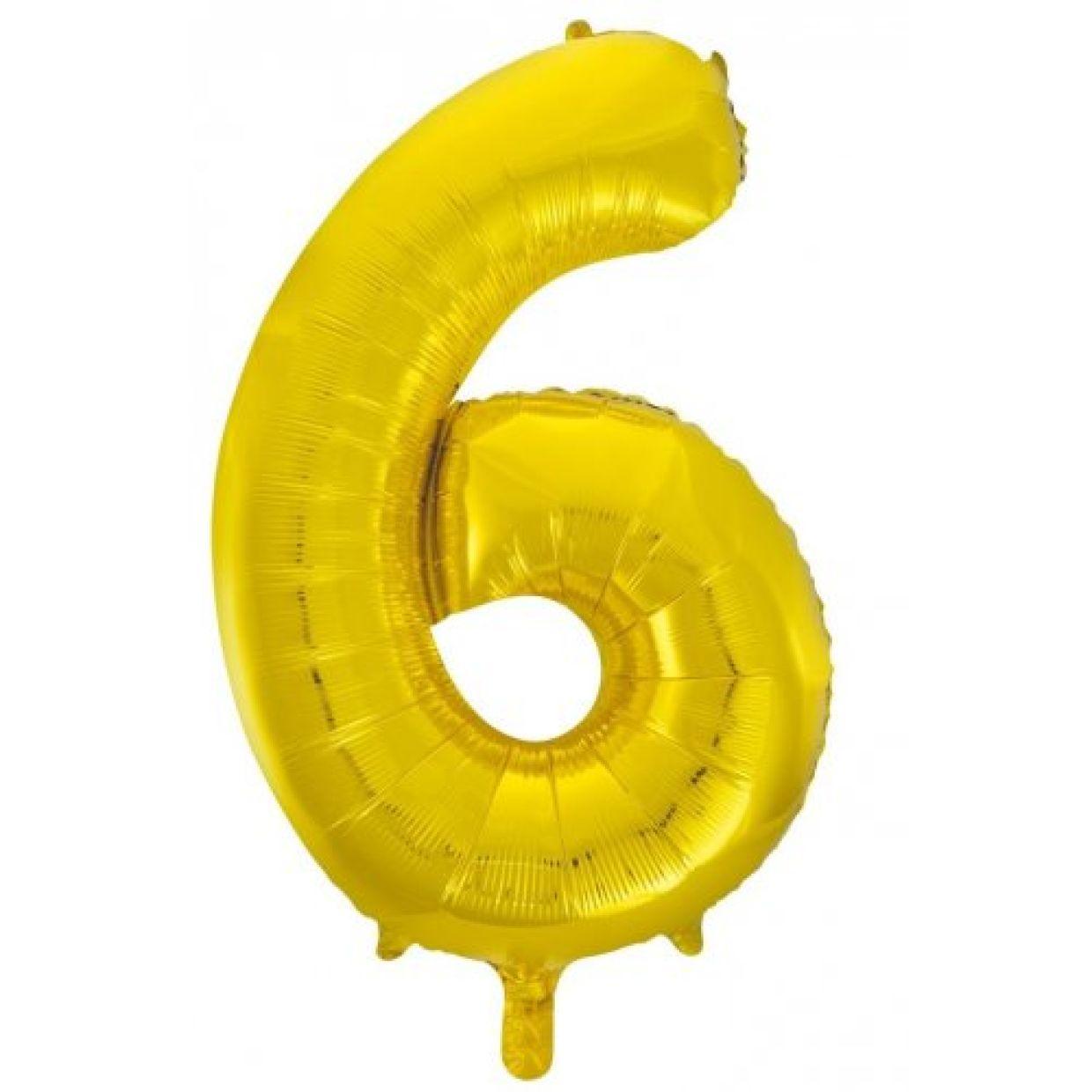 Gold Number 6 Six 86cm Foil Balloon - Decrotex - Party Affair