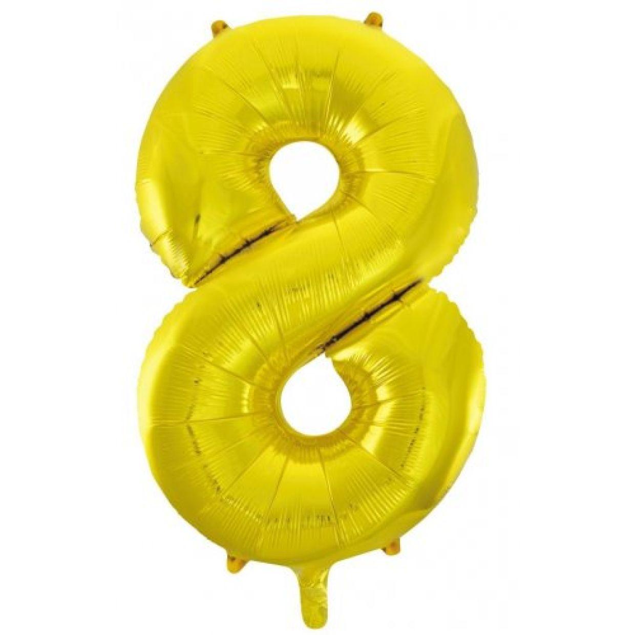Gold Number 8 Eight 86cm Foil Balloon - Decrotex - Party Affair