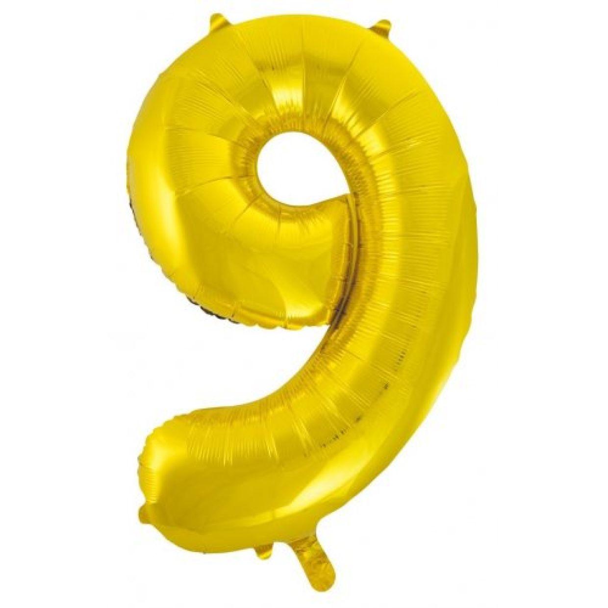 Gold Number 9 Nine 86cm Foil Balloon - Decrotex - Party Affair