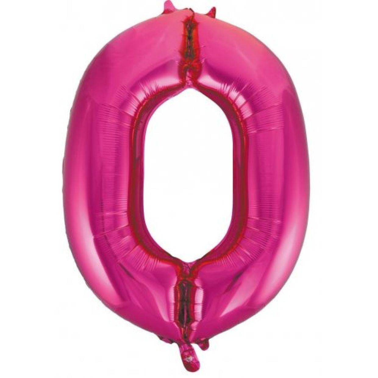 Magenta Number 0 Zero 86cm Foil Balloon - Decrotex - Party Affair
