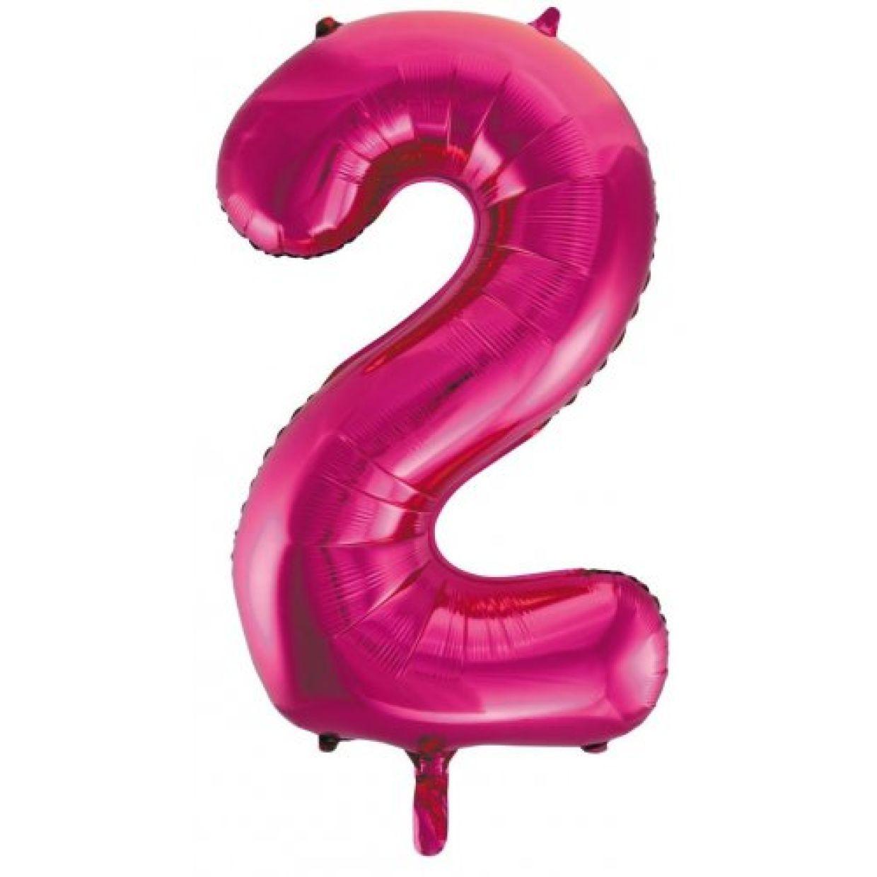 Magenta Number 2 Two 86cm Foil Balloon - Decrotex - Party Affair