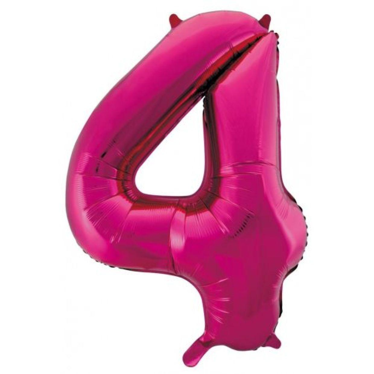Magenta Number 4 Four 86cm Foil Balloon - Decrotex - Party Affair