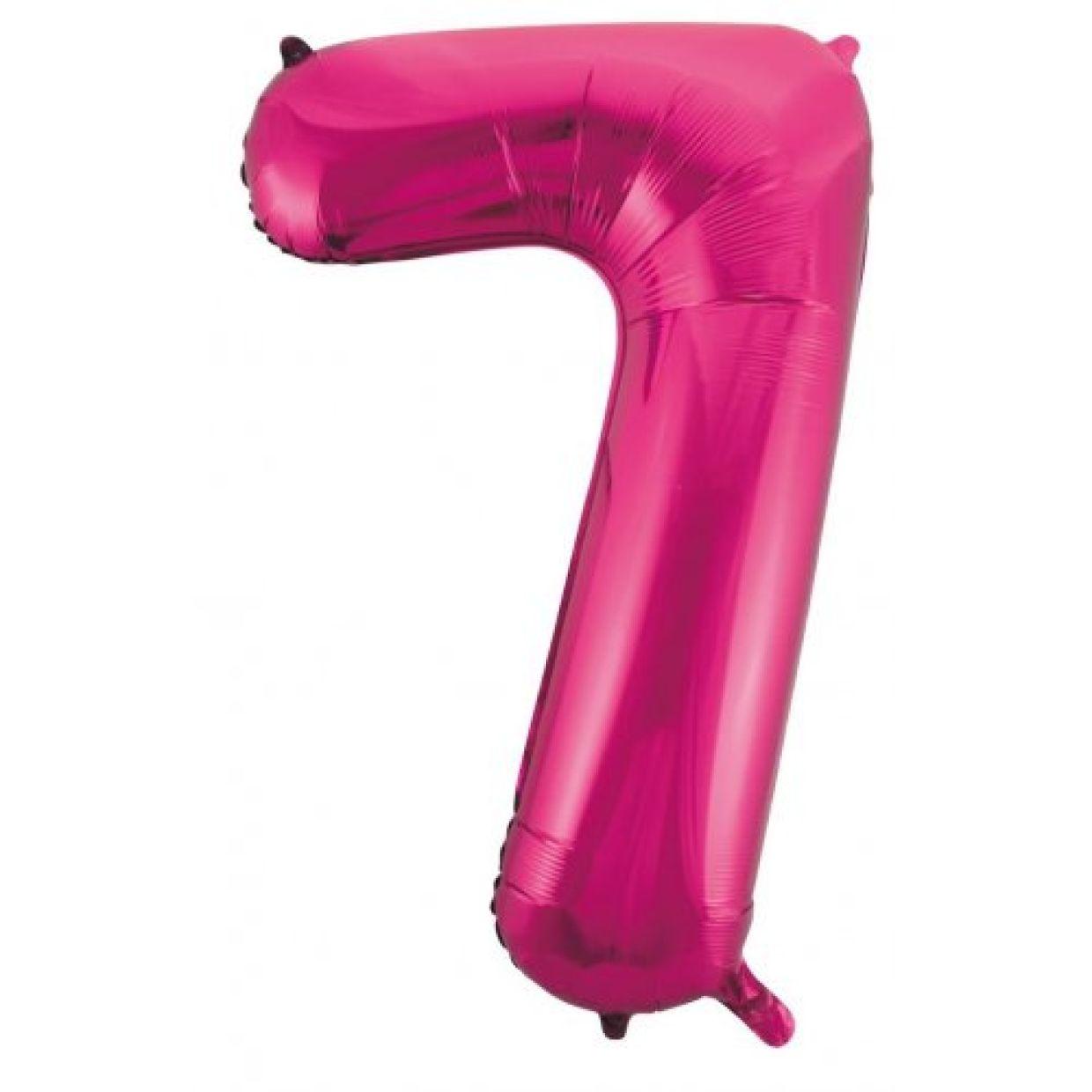 Magenta Number 7 Seven 86cm Foil Balloon - Decrotex - Party Affair