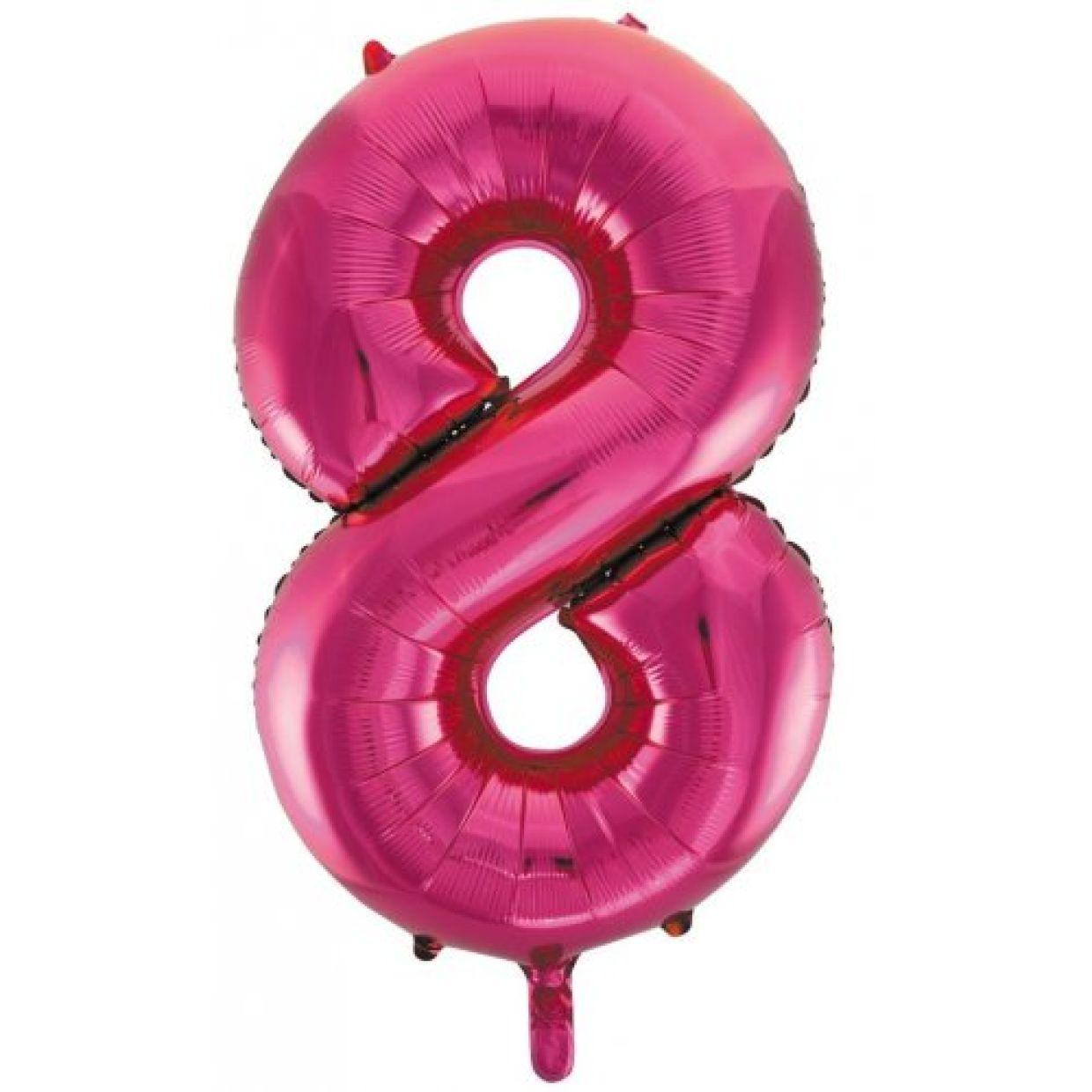 Magenta 8 Eight 86cm Foil Balloon - Decrotex - Party Affair