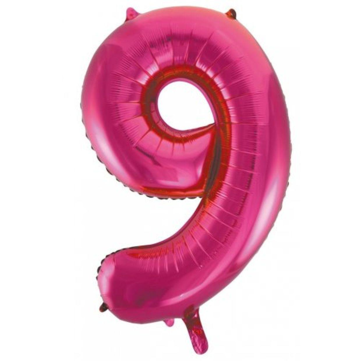 Magenta Number 9 Nine 86cm Foil Balloon - Decrotex - Party Affair