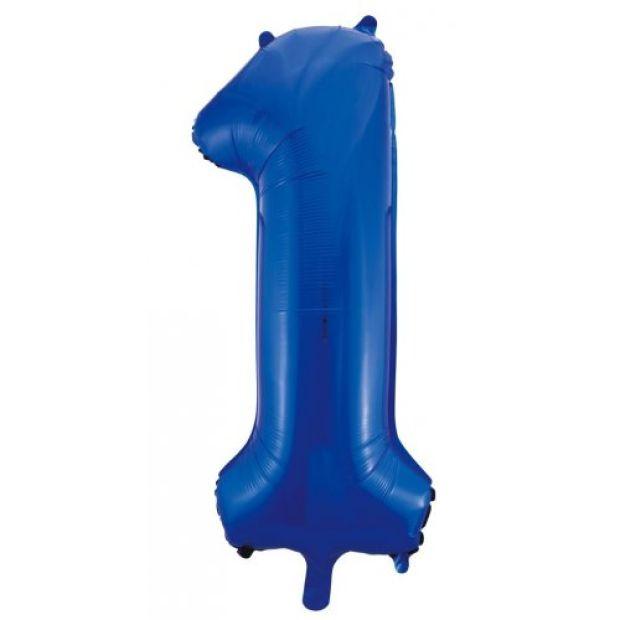 Royal Blue Number 1 One 86cm Foil Balloon - Decrotex - Party Affair