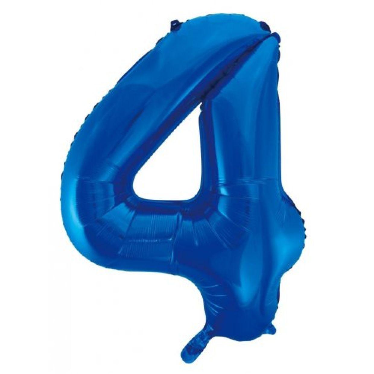 Royal Blue Number 4 Four 86cm Foil Balloon - Decrotex - Party Affair