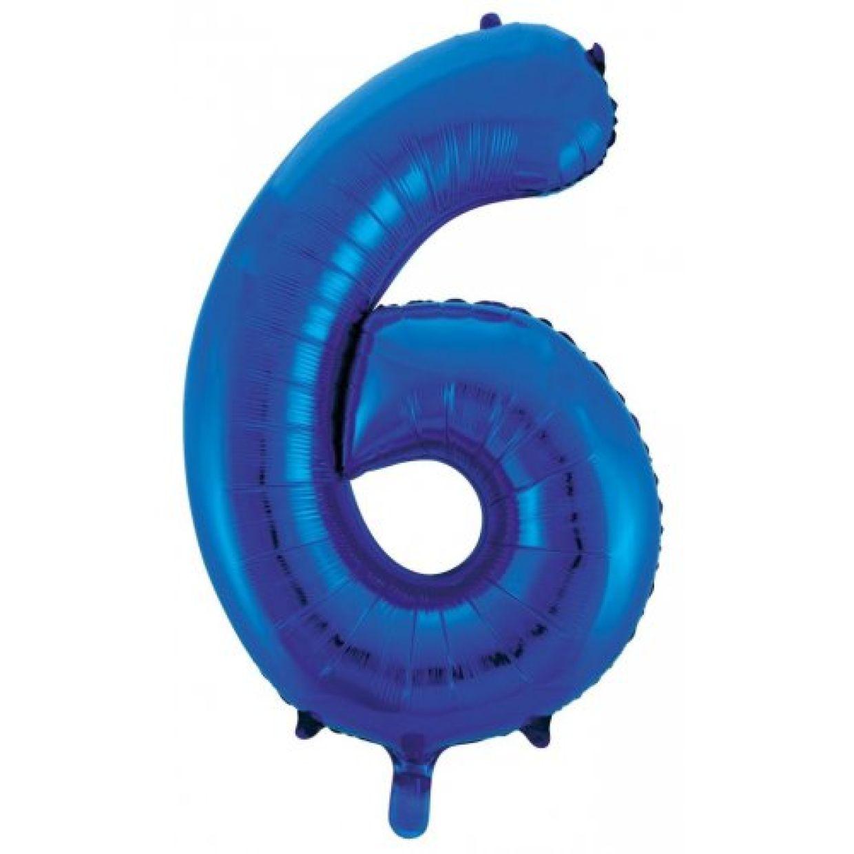 Royal Blue Number 6 Six 86cm Foil Balloon - Decrotex - Party Affair