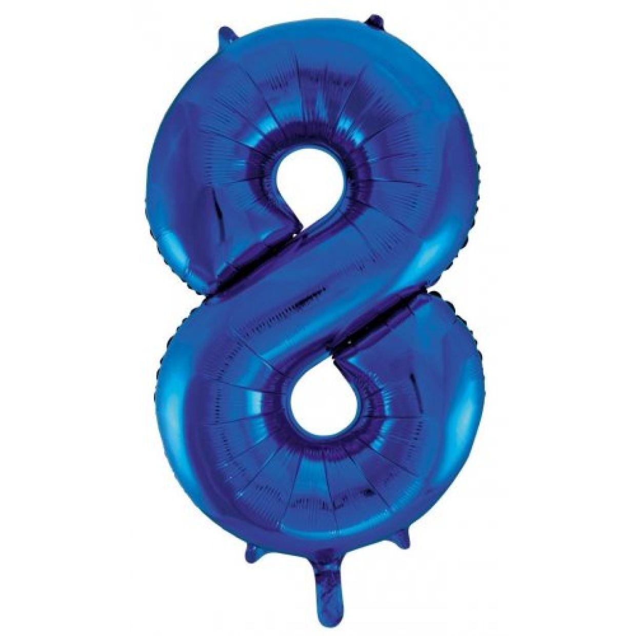 Royal Blue Number 8 Eight 86cm Foil Balloon - Decrotex - Party Affair