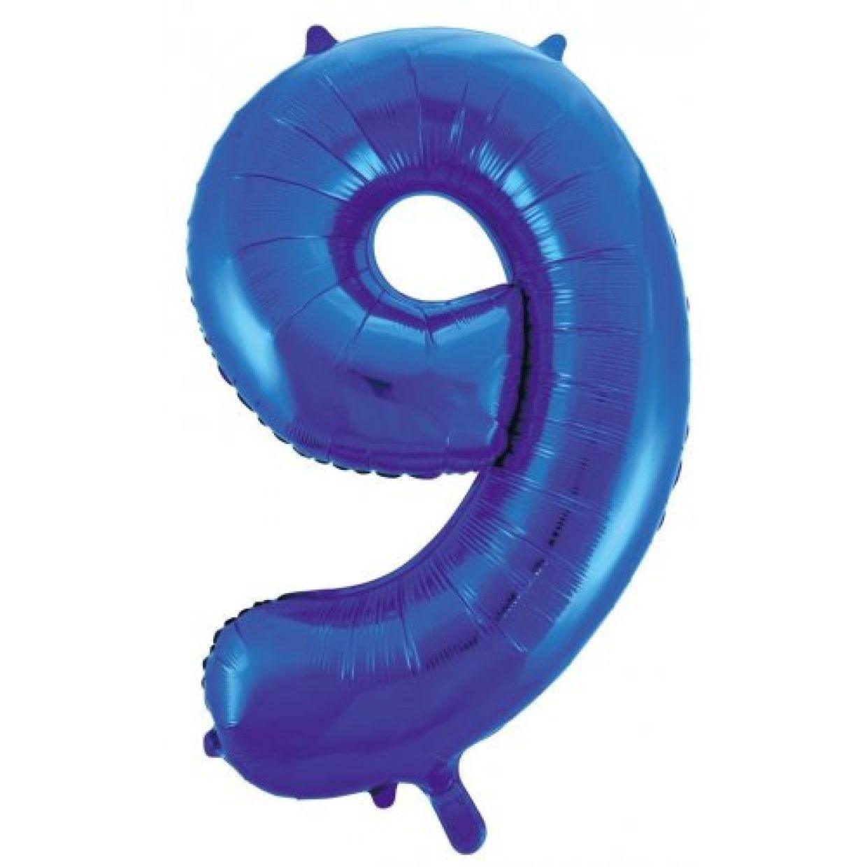 Royal Blue Number 9 Nine 86cm Foil Balloon - Party Affair
