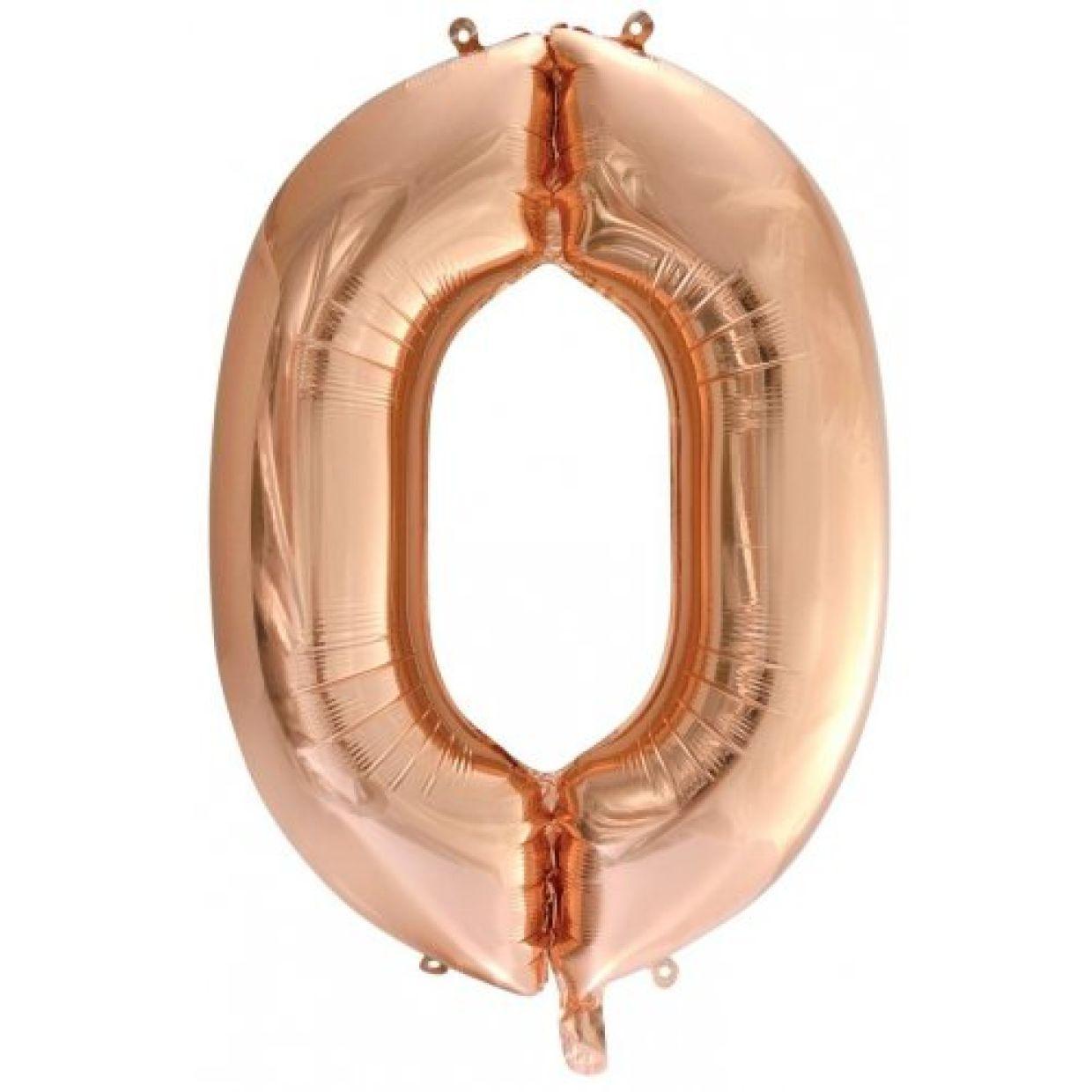Rose Gold Number 0 Zero 86cm Foil Balloon - Decrotex - Party Affair