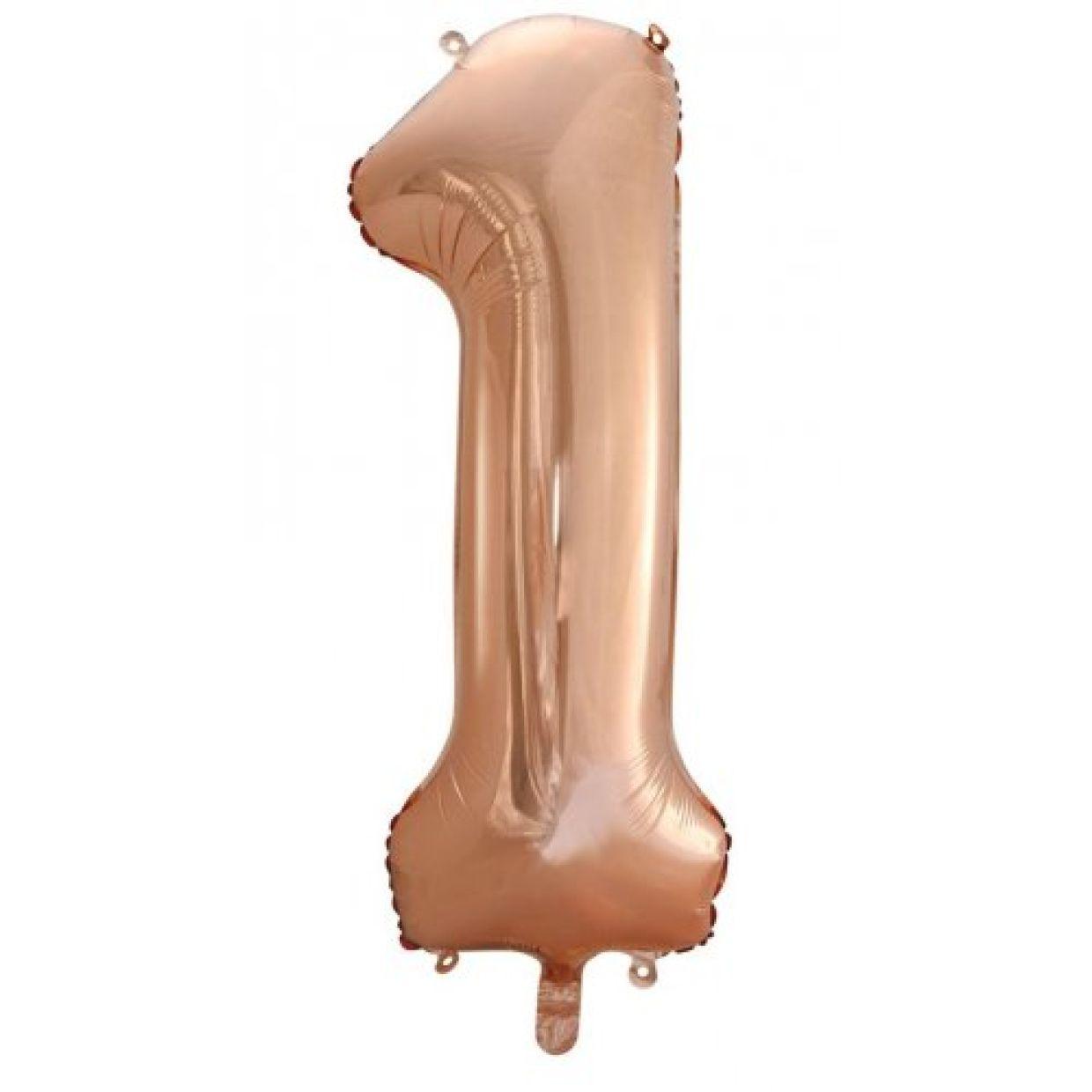 Rose Gold Number 1 One 86cm Foil Balloon - Decrotex - Party Affair