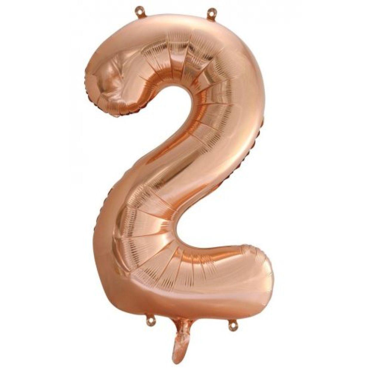 Rose Gold Number 2 Two 86cm Foil Balloon - Decrotex - Party Affair