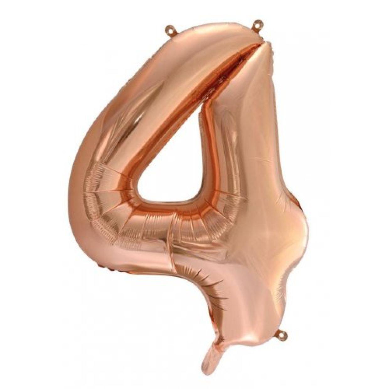 Rose Gold Number 4 Four 86cm Foil Balloon - Decrotex - Party Affair