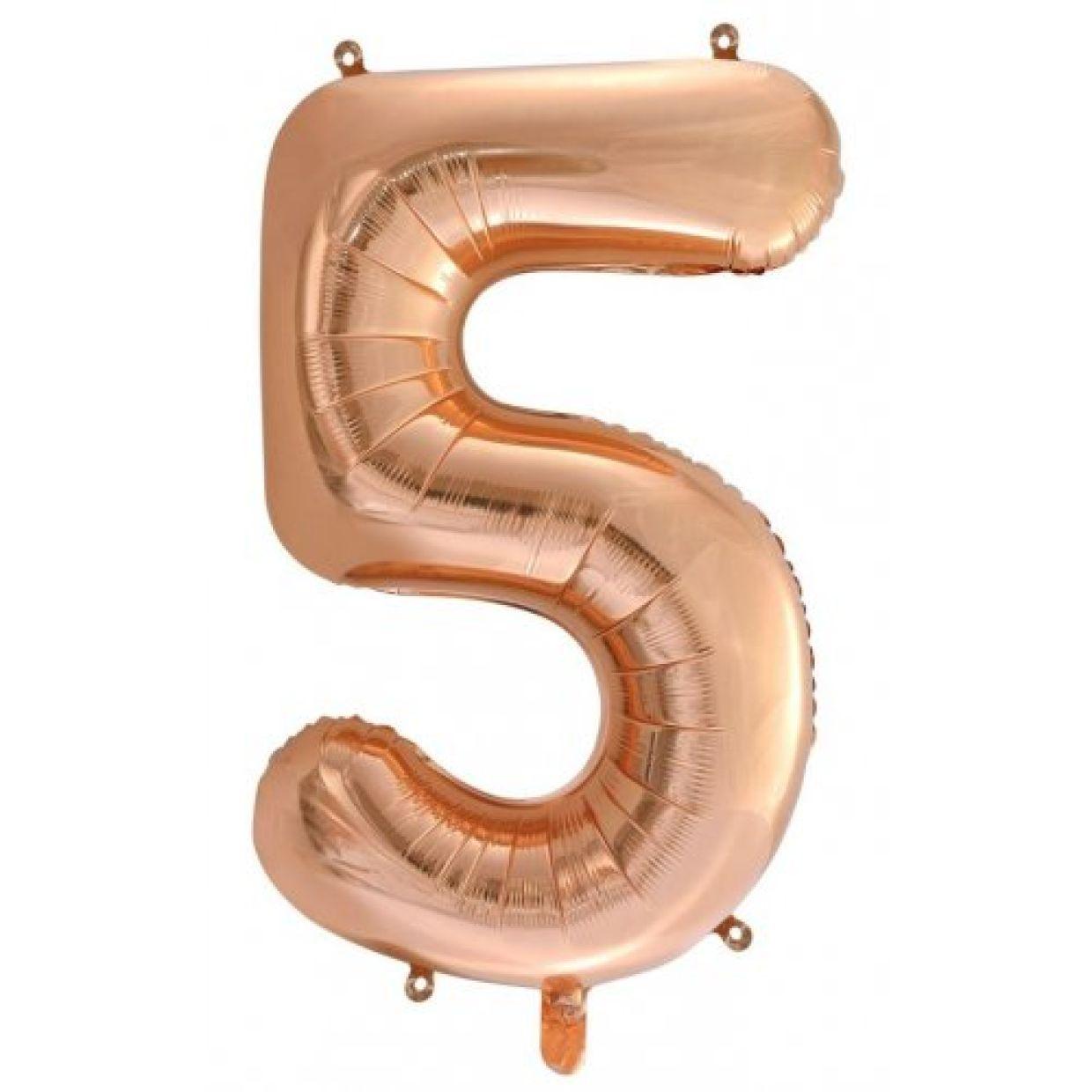 Rose Gold Number 5 Five 86cm Foil Balloon - Decrotex - Party Affair