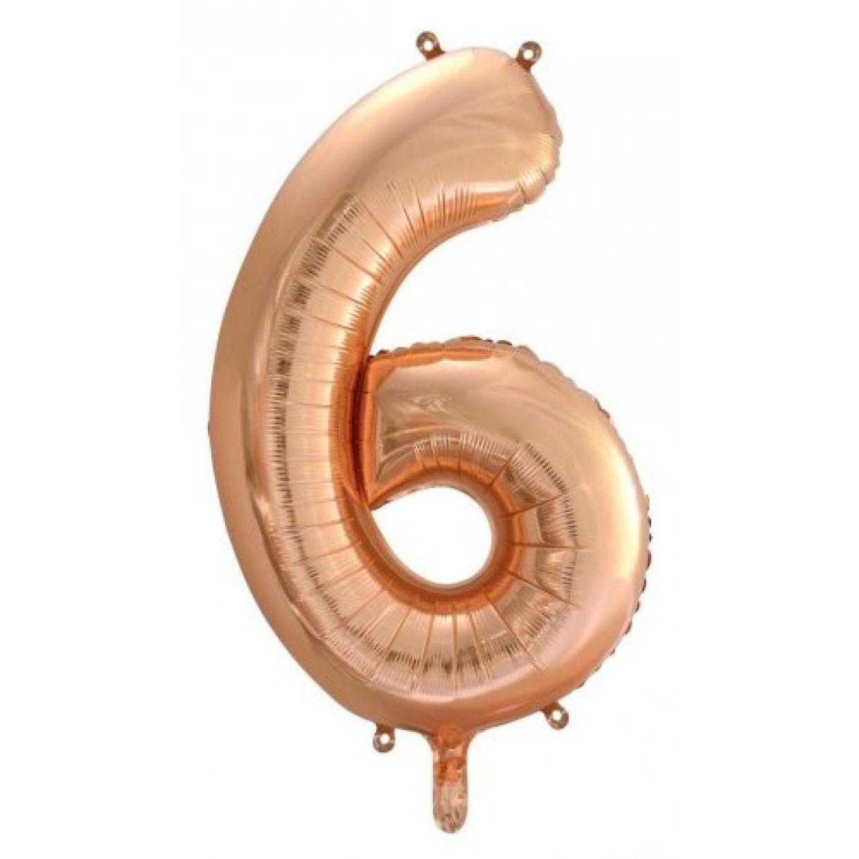 Rose Gold Number 6 Six 86cm Foil Balloon - Decrotex - Party Affair