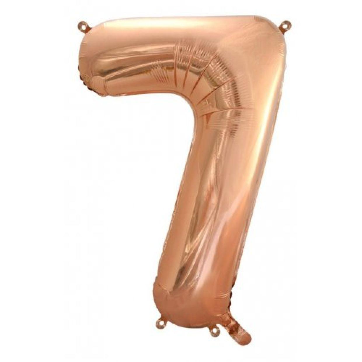 Rose Gold Number 7 Seven 86cm Foil Balloon - Decrotex - Party Affair