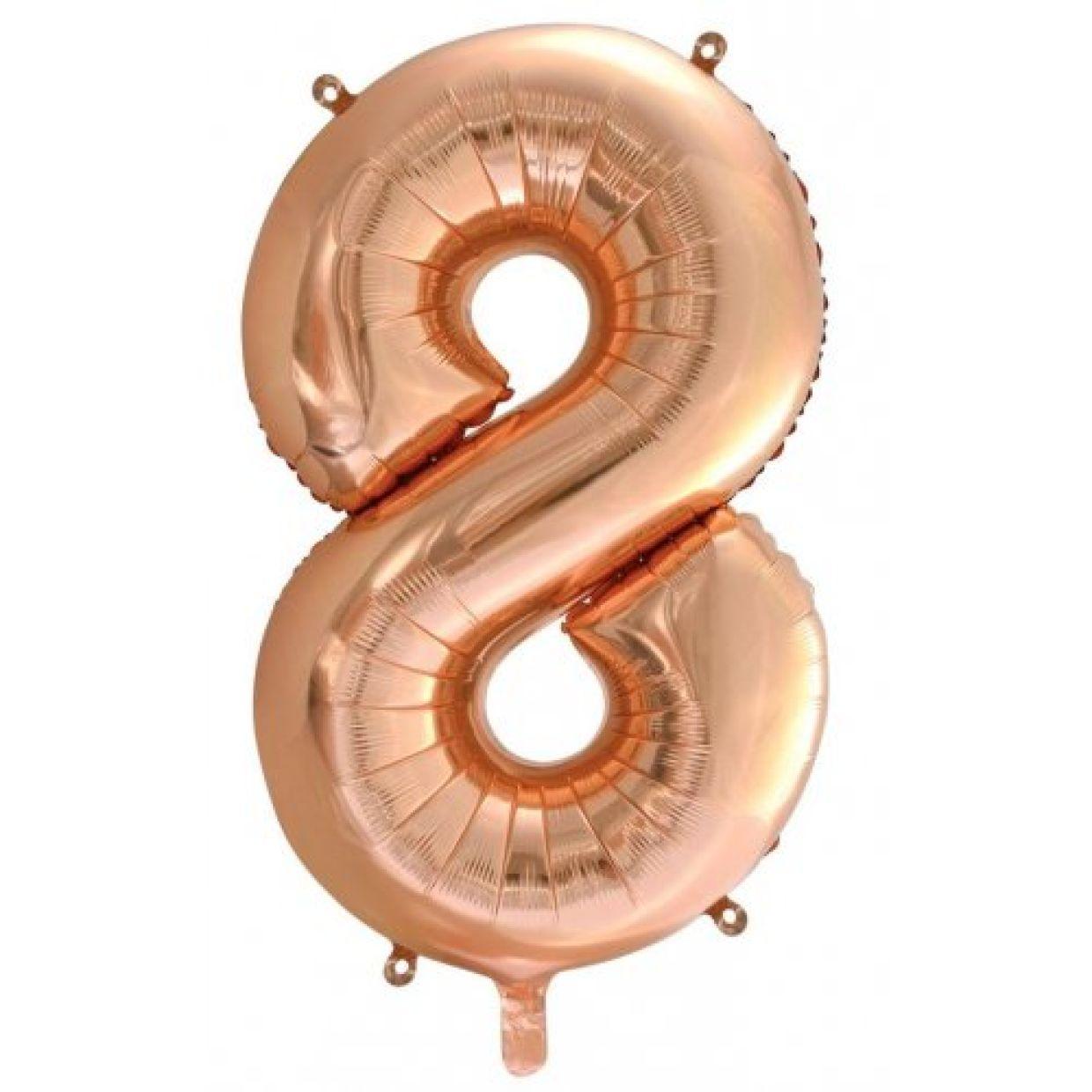 Rose Gold Number 8 Eight 86cm Foil Balloon - Decrotex - Party Affair