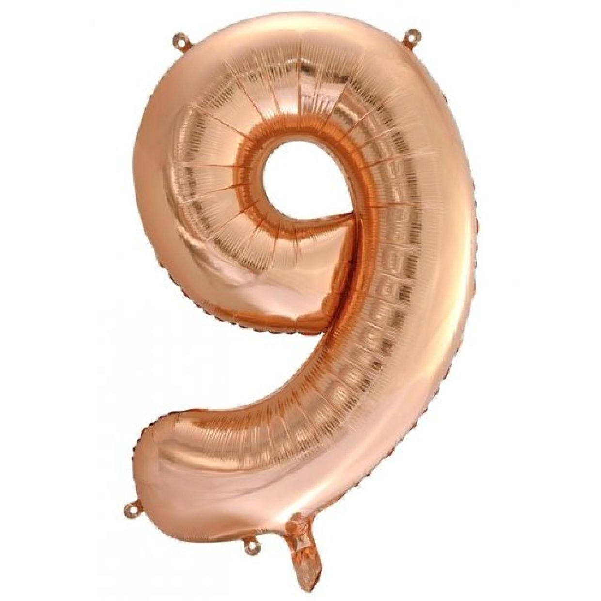 Rose Gold Number 9 Nine 86cm Foil Balloon - Decrotex - Party Affair