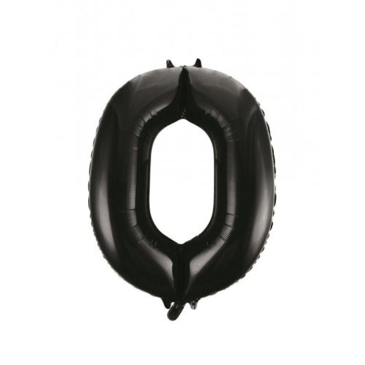 Black Number 0 Zero 86cm Foil Balloon - Party Affair