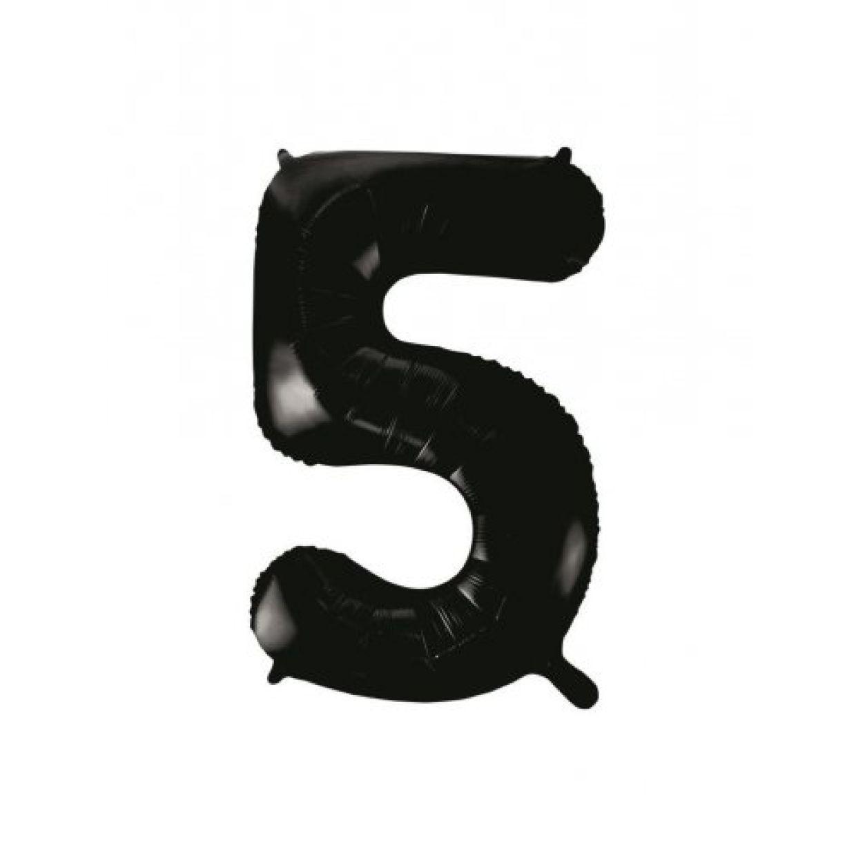 Black Number 5 Five 86cm Foil Balloon - Decrotex - Party Affair