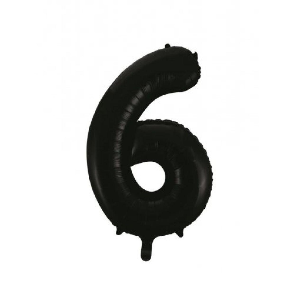 Black Number 6 Six 86cm Foil Balloon - Decrotex - Party Affair