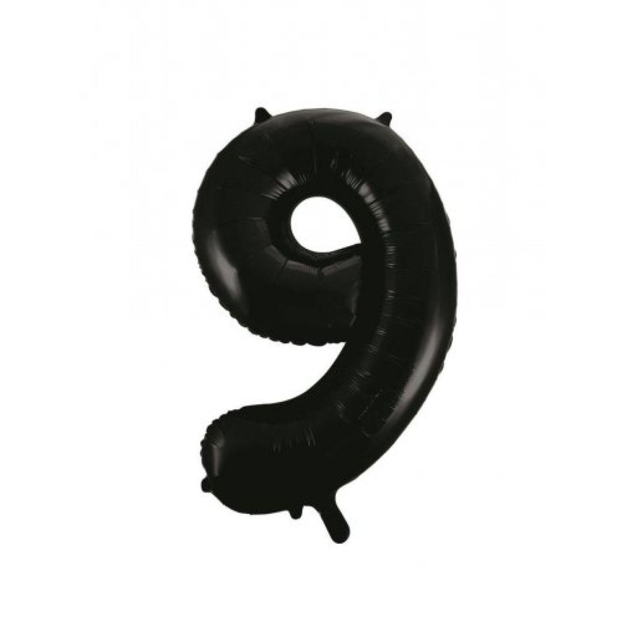 Black Number 9 Nine 86cm Foil Balloon - Decrotex - Party Affair