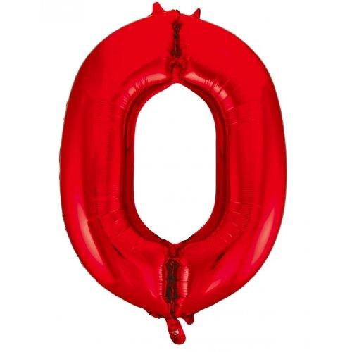 Red Number 0 86cm Foil Balloon - Party Affair