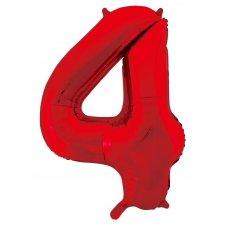 Red Number 4 86cm Foil Balloon - Party Affair