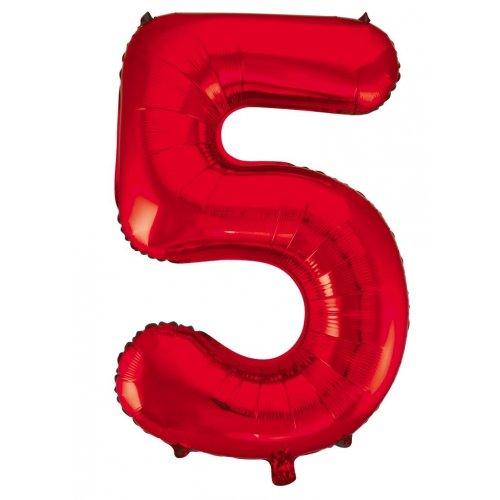 Red Number 5 86cm Foil Balloon - Party Affair