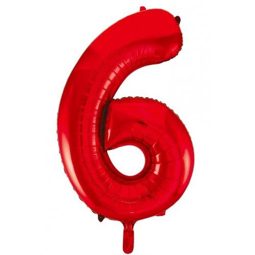 Red Number 6 86cm Foil Balloon - Party Affair