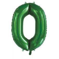 Green Number 0 86cm Foil Balloon