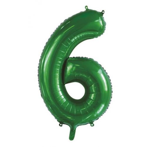 Green Number 6 86cm Foil Balloon