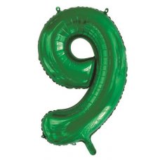 Green Number 9 86cm Foil Balloon