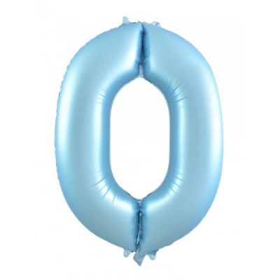 Pastel Matte Blue Number 0 Zero Large Foil Balloon