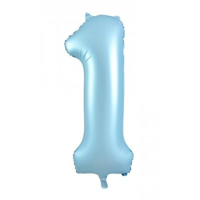 Pastel Matte Blue Number 1 One Large Foil Balloon