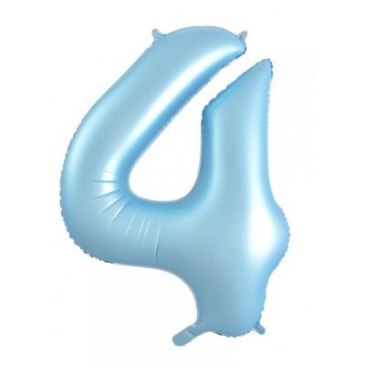 Pastel Matte Blue Number 4 Four Large Foil Balloon