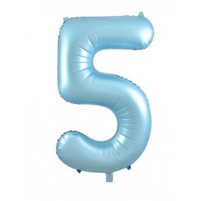 Pastel Matte Blue Number 5 Five Large Foil Balloon