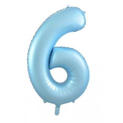 Pastel Matte Blue Number 6 Six Large Foil Balloon