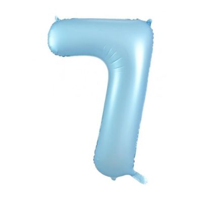 Pastel Matte Blue Number 7 Seven Large Foil Balloon