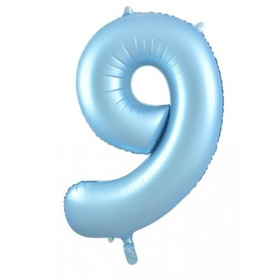 Pastel Matte Blue Number 9 Nine Large Foil Balloon