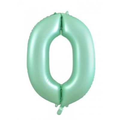 Pastel Matte Green Number 0 Zero Large Foil Balloon