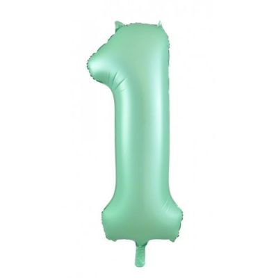 Pastel Matte Green Number 1 One Large Foil Balloon