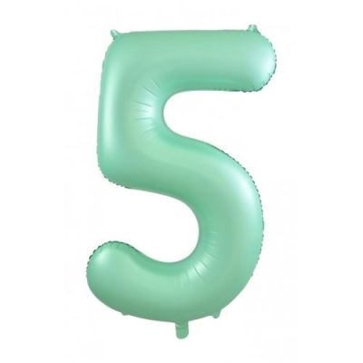 Pastel Matte Green Number 5 Five Large Foil Balloon