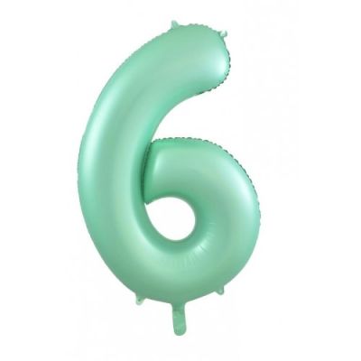 Pastel Matte Green Number 6 Six Large Foil Balloon