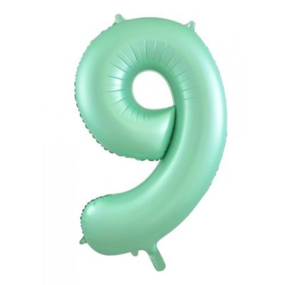 Pastel Matte Green Number 9 Nine Large Foil Balloon