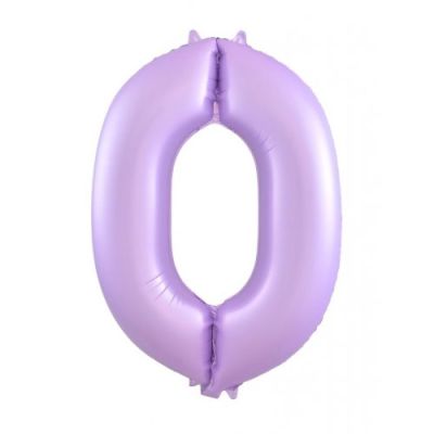 Pastel Matte Lilac Number 0 Zero Large Foil Balloon