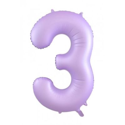Pastel Matte Lilac Number 3 Three Large Foil Balloon