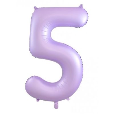 Pastel Matte Lilac Number 5 Five Large Foil Balloon